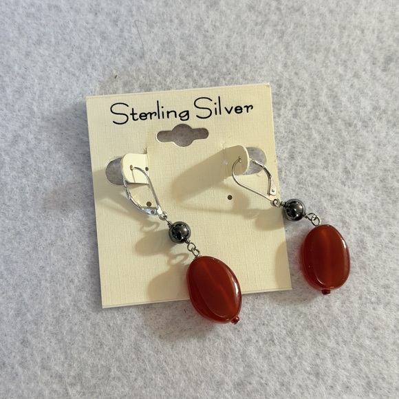 Carnelian drop earrings Sterling Silver Earrings new with tags earrings - Picture 3 of 4